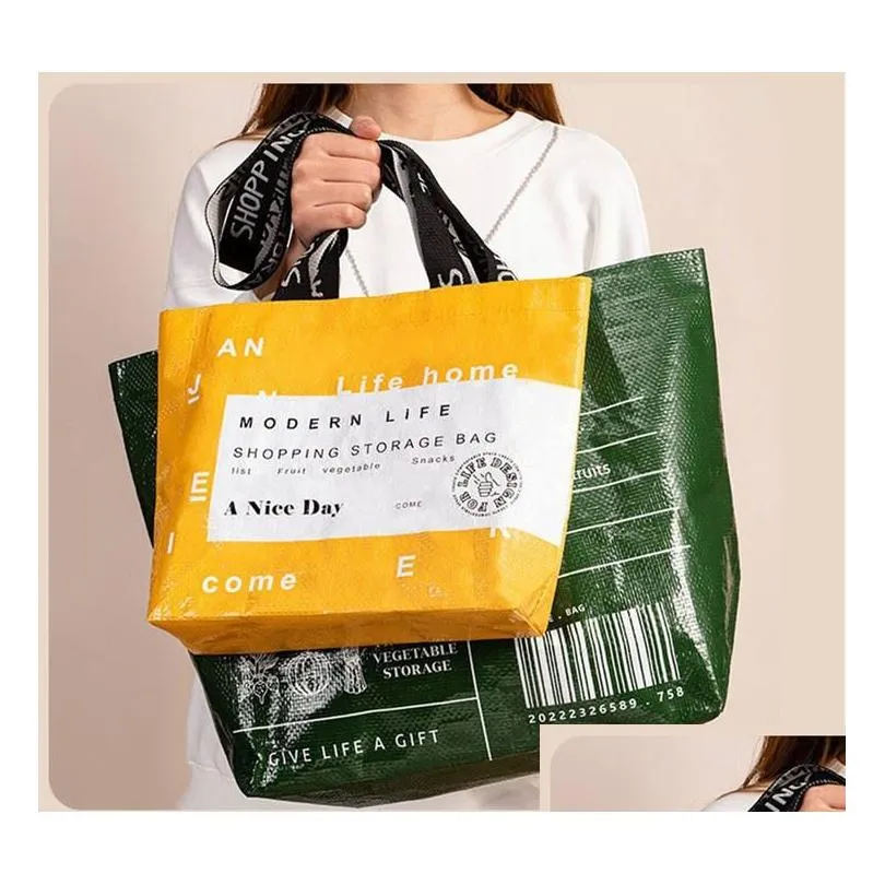 収納バッグ折りたたみ可能なショップバッグ再利用可能な野菜のためのエコ食料品パッケージレディースショッパー大型ハンドバッグトートポケットポーチドロップデリdhajx