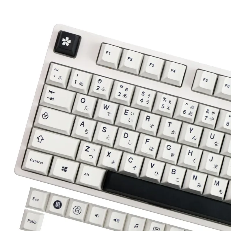 Primantes Keycaps PBT de style noir blanc minimaliste pour clavier mécanique MX Switch Profil Keycap Keycap japonais personnalisé GK61