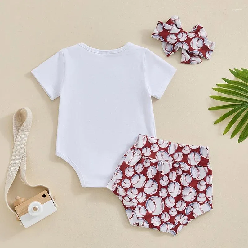 Kleidungssets geboren Baby Girl Summer Clotheball Baseball Strampler Outfit Kurzarm Brief T -Shirt BodySuit Bloomer Shorts Set Set