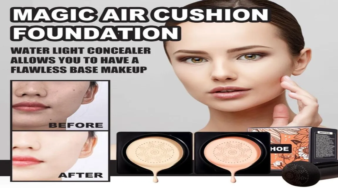 Magic Air Cushion Foundation BB Cream Champignons Pores Pores Corres Correin Makeup Cosmetic Terproofing Brighten Face Base Tone Hustruzin9798127