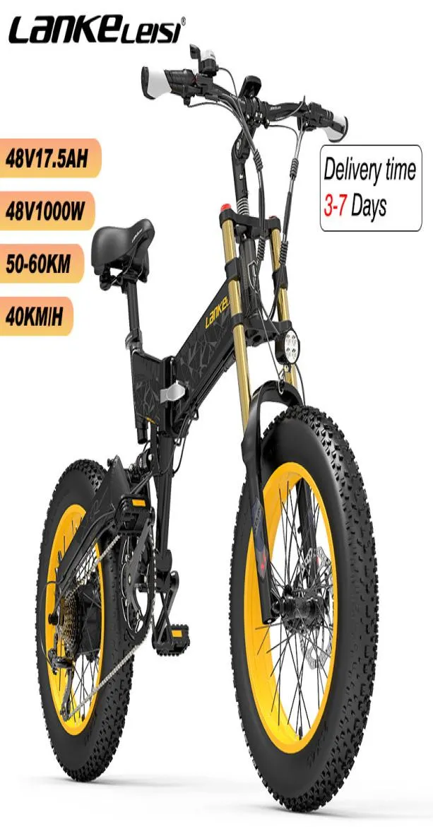 Bicicletta elettrica pieghevole da 20 pollici 1000W Ebike 40 Biciclette con pneumatici grassi OffRoad Mountain bike 48V175AH Ebikes Beach Cruiser LANKELE5302499