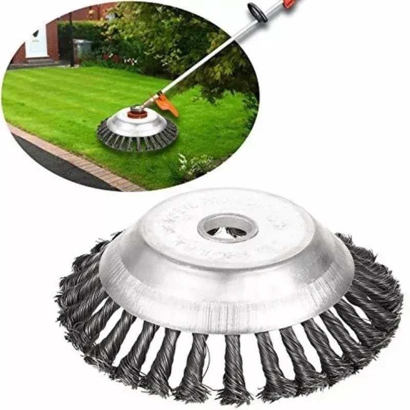 Soutient en acier la roue métallique jardin brosse de mauvaise herbe pelouse pelouse herbe en mangeur de mangeur de coupe-pinceau outils de coupe-herbe de jardin