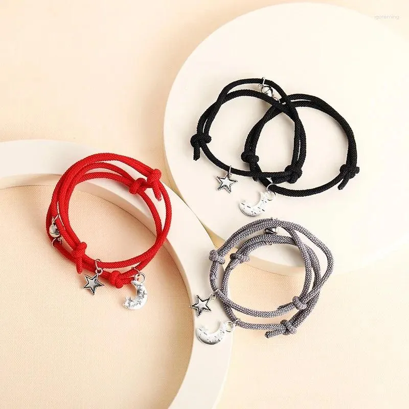 Charm Bracelets 2024cute Korean Fashion Gothic Moon XINGX Couple Bracelet Magnet Suction Men's And Women's Woven Carrying Strap Jewelry