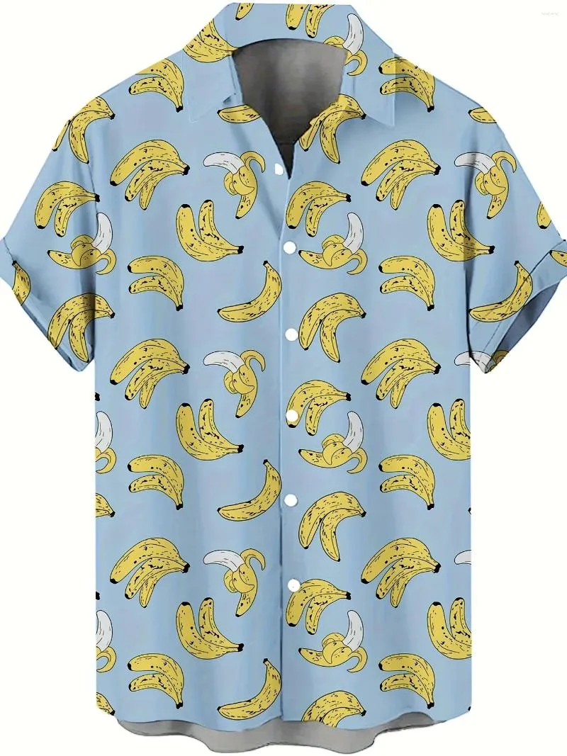 Casual shirts voor heren cartoon fruit bananenpatroon revershemd lente en zomer Hawaiiaans groot formaat verkopende korte mouw