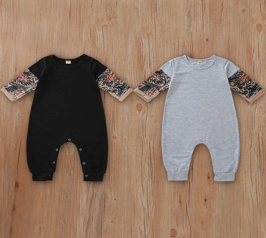 NOUVEAUX BOBY BOY BOY RAIPER Vêtements Tattoo Imprimé à manches longues Patchwork Automne Riper Suit de combinaison Tenues Baby Cerce-couche en nourrisson 5293606