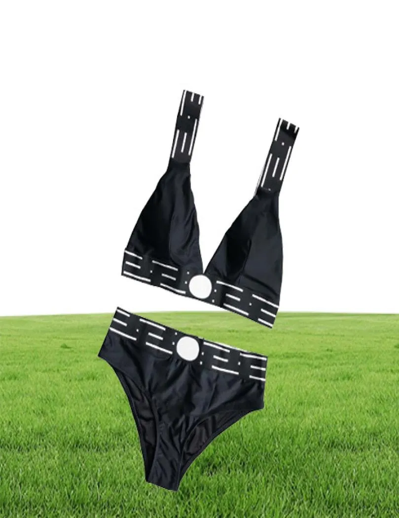 Projektantka bikini kobieta pływanie noszenie Twopiece bikini z literami strojów kąpielowych Summer Swimodear Beach Luksusowe kostiury kąpielowe TrePoint SWI1013042