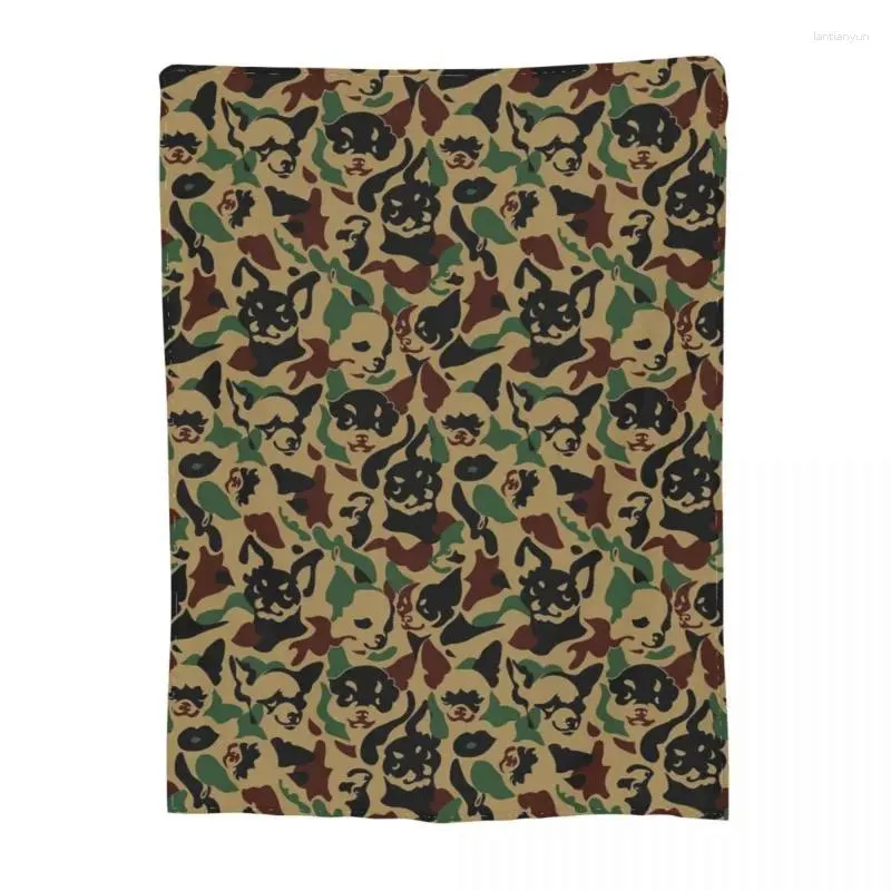 Dekens comfortabel schattig huisdier chihuahua camouflage deken accessoires bank decoratieve worp ultra-soft flanel voor slaapkamer