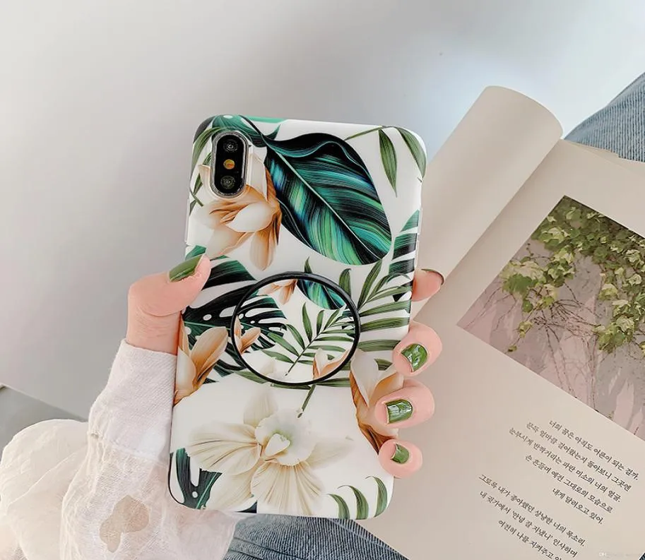 Fashion Flower Patterns Phone Case for iPhone 11 Pro MAX XR 8 7 6S Plus Selling Soft TPU phone cases with Bracket8515335