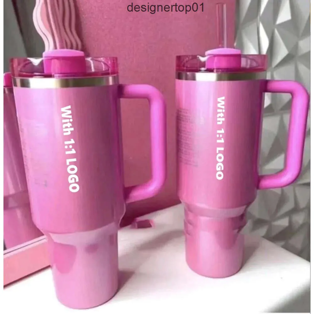 Stanleness US Stock Limited Edition The Quencher H2.0 40oz Mugs Cosmo Pink Parade Tumblers Isulate Car Cups Termos Saint Valentin Gift Pink Sparkle Wkks