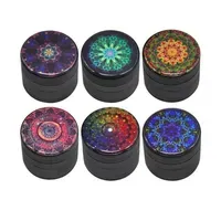 Mandala Series Metal Aluminum Smoking Herb Grinder 50MM 4 Piece Sharp Diamond Teeth Tobacco Herbal Grinders Spice Crusher Hand Mul295v