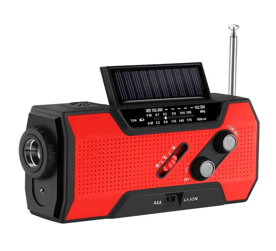 Radio Emergency 2000Mahsolar Hand Crank Portable Amfmnoaa Weather With Reading Lamp mobiltelefonladdare1662903