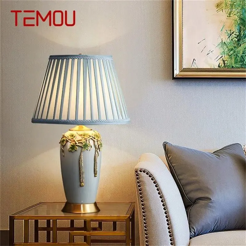 Bordslampor Temou Modern Lamp Brass Creative Ceramic LED Desk Light Decorative For Home