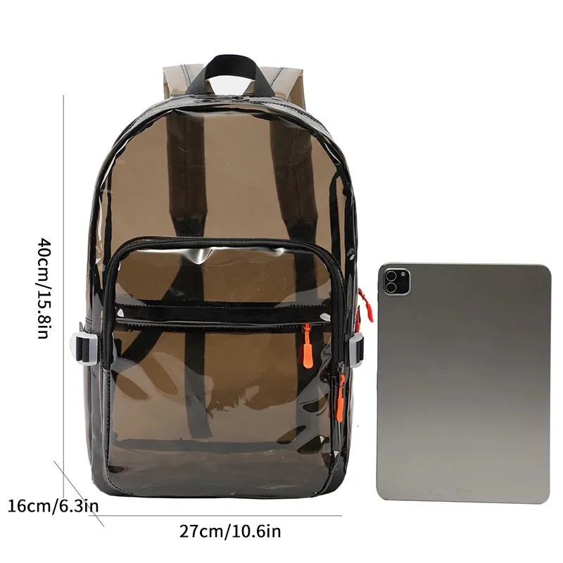 Zaino da donna TINYAT in PVC, leggero, impermeabile, trasparente, con molteplici tasche, ideale per laptop e sport all'aria aperta (modello 241107)._voghion.com