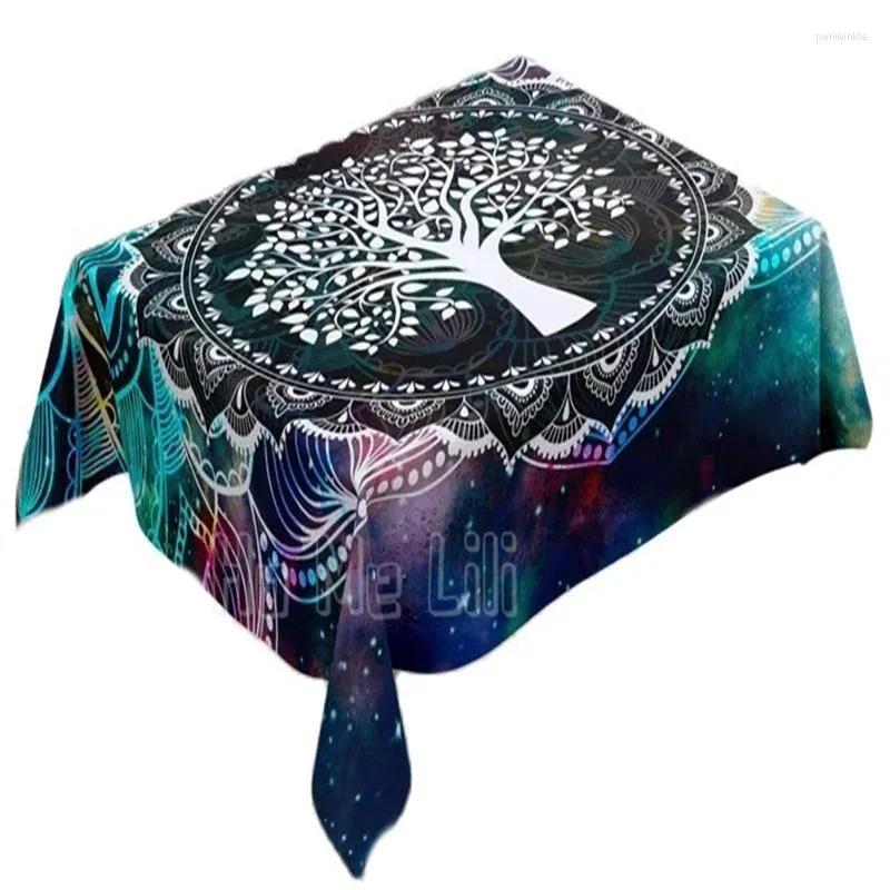 Mesa de tela Tie Dye de Ho Me Lili Tablecloth Bohemian para Young Man Tribal Trippy Black White Tree Accesorios Mandala Estilo