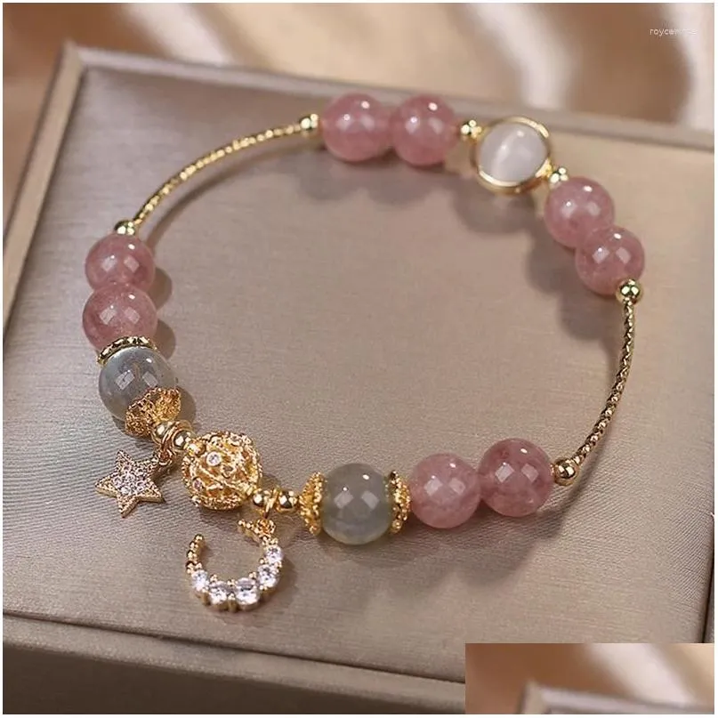 Очарование браслетов 1pc изысканный розовый для женщин Симпатичный звездный лунный браслет металлические цепные бусины сестра подруга подарки доставка DH5HW
