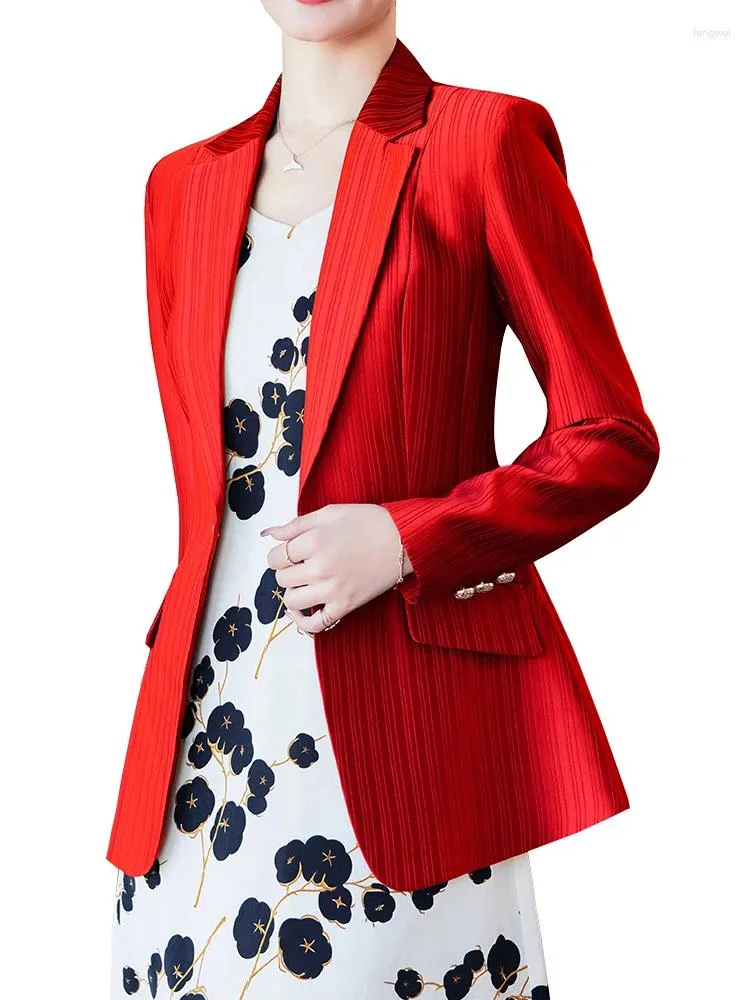 Ternos femininos da moda feminino Blazer Mulheres preto azul vermelho amarelo de manga longa Trabalho de negócios feminino Use uma jaqueta formal esbelta para o inverno do outono