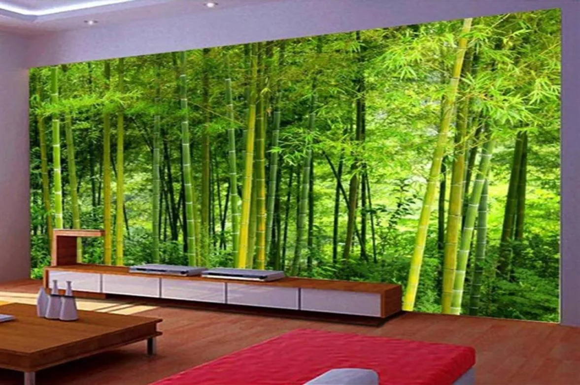 Tester de haute qualité Bamboo Papier mural salon Sofa TV Sofa Tell Mur Mural 3D Nature Ndscape Home Decor Papel de Parede 3D259G7702945