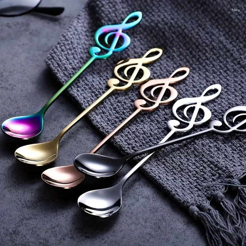 Coffee Scoops in acciaio inossidabile cucchiaio mescolante Nota musicale tasto cucchiaini music barre tavoli da cucina regalo creativo regalo creativo