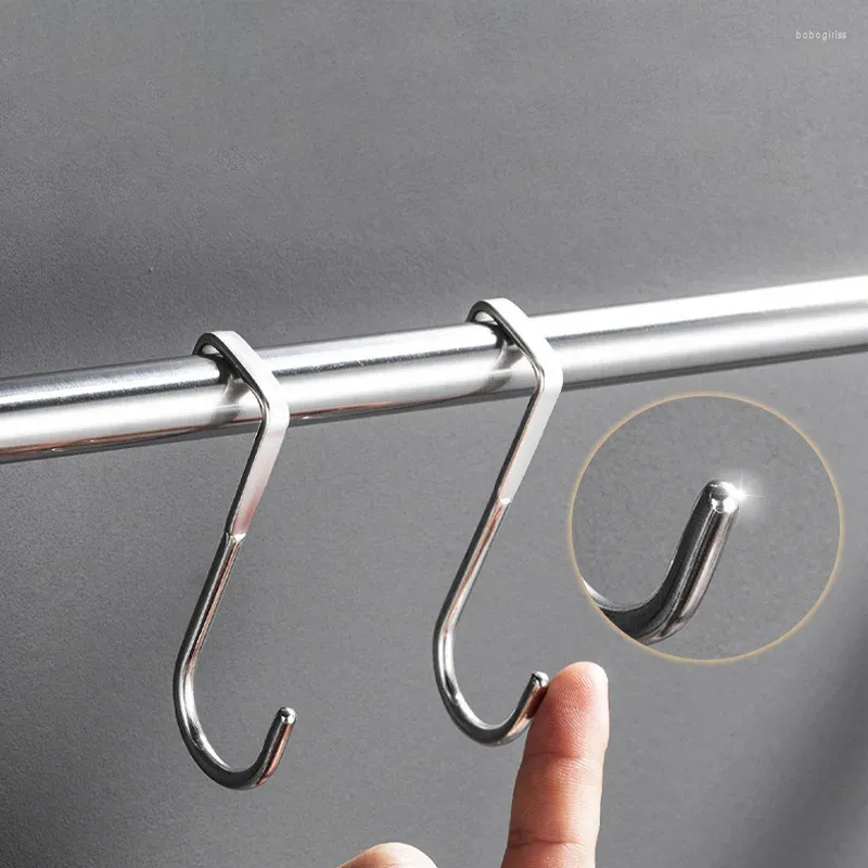 Hooks Stainless Steel S-Shaped Storage Hook Bathroom Kitchen Wall Door Organizer Accessories Cabinet Without Trace Clothes