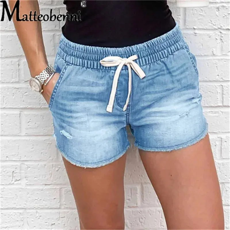 Women Mid Caist Lace Up Short Jeans Summer Fashion Sexy rasgado shorts jeans de jeans casual vintage thin streetwear 240407