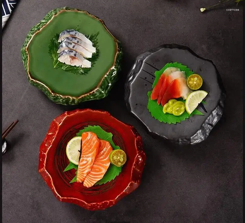 プレートクリエイティブストーンパターンセラミックプレートエルレストラン料理の刺身寿司日本語家族ギャザリングバーベキューステーキ