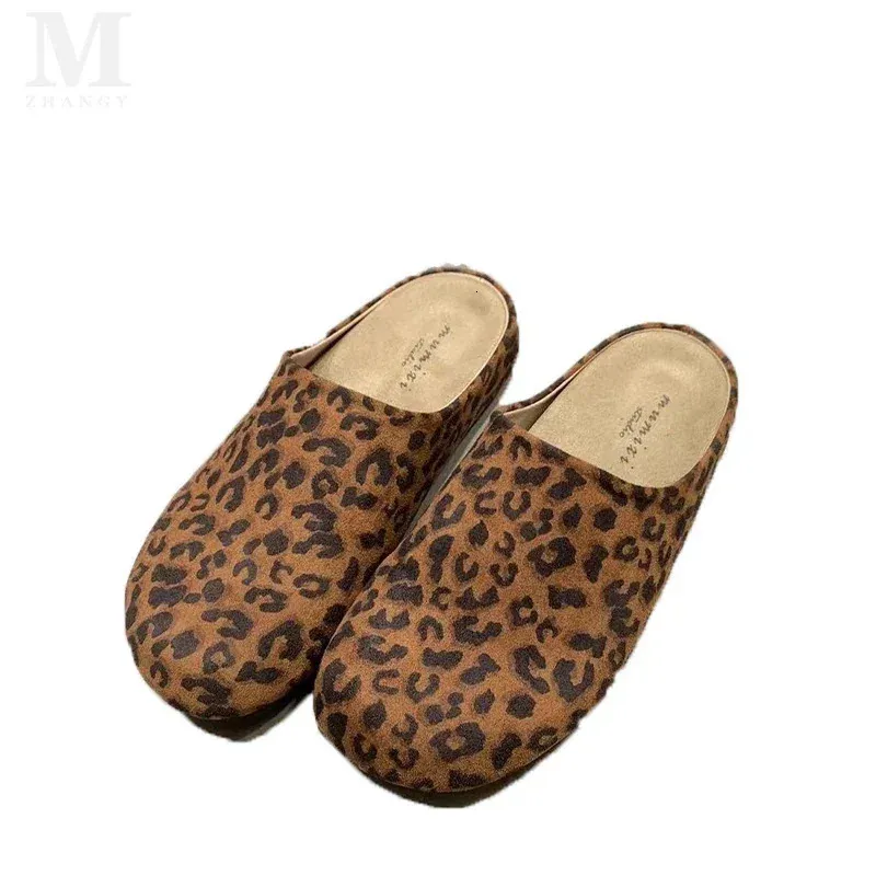 Leopard Women Slippers Platform Flats Suede Mule Shoes Woman Trend Slingback Casual Walking Fashion Mujer Zapatos 241106_voghion.com