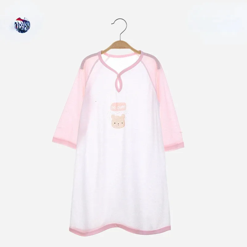 Baby onepiece Pyjamas Summer Thin Nightdress Hane and Female Short Sleeve Split Leg Antikick Quilt Förhindra att CO 240325