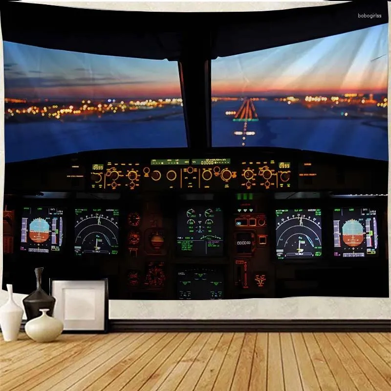 Tapisserier Education Wall Art Decorative Tapestry Aircraft Cockpit Control Room Hanging Bedroom Living Bakgrundsduk