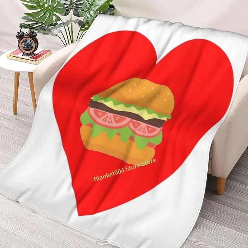 Battaniyeler Burger Love Battaniye 3d baskılı kanepe yatak odası dekoratif çocuklar yetişkin Noel hediyesi