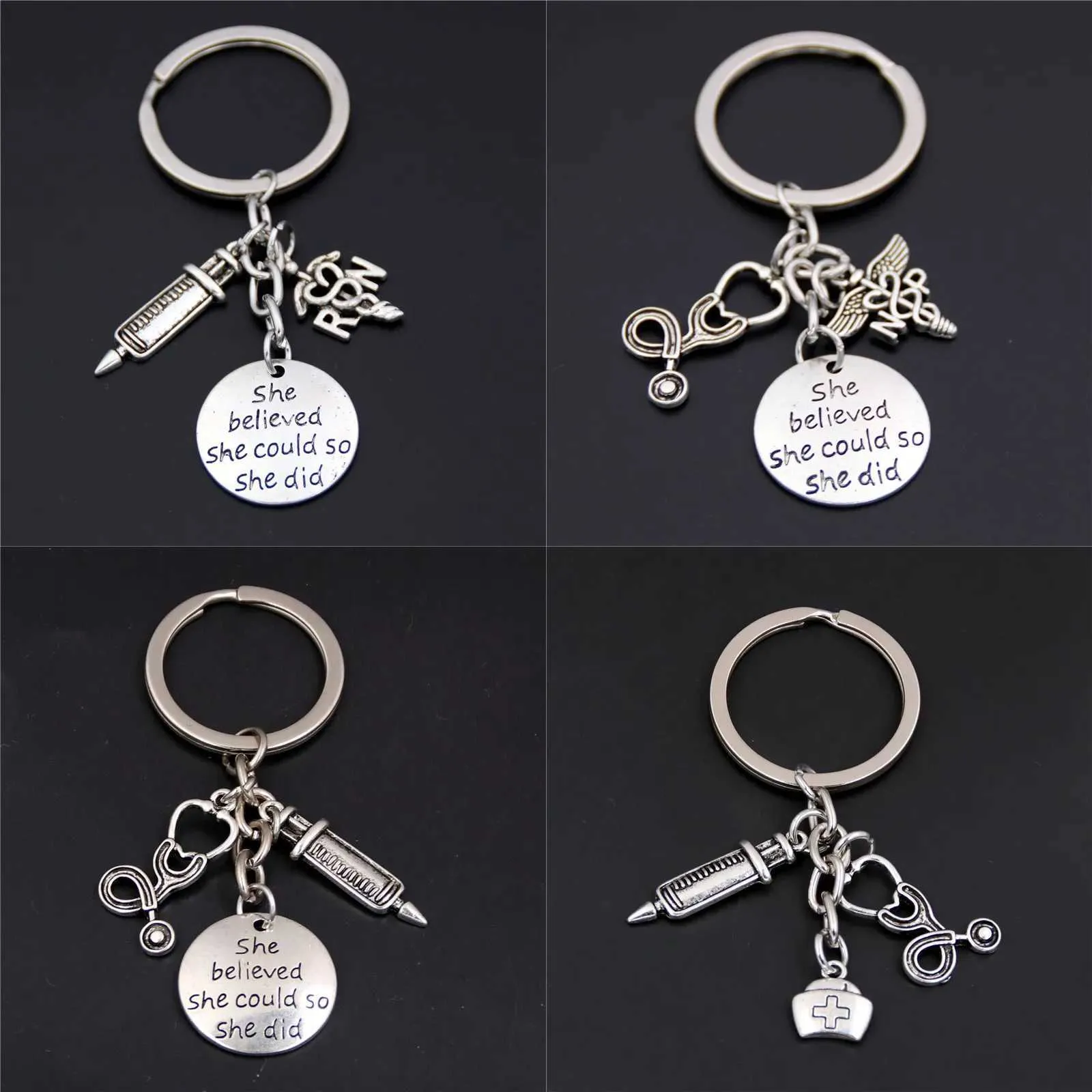 Keychains Citavos 1PC Setinga estetoscópio Caduceus Chave -chave Chavening Doctor Physicians Medical Titlder Keychain Jóias Q240403