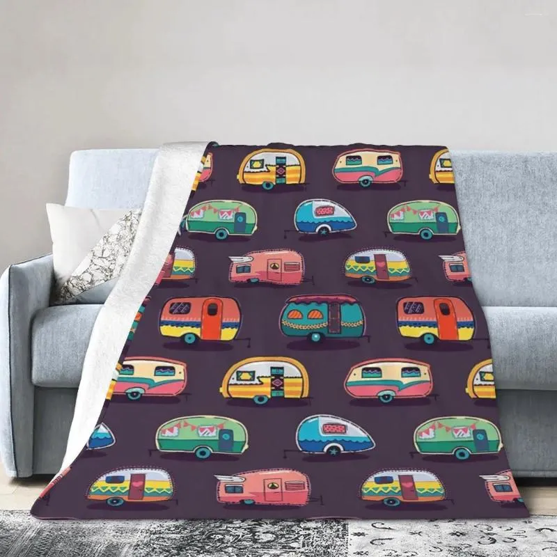 Blankets Happy Camper Blanket Soft Warm Flannel Throw Plush For Bed Living Room Picnic Travel Home Couch