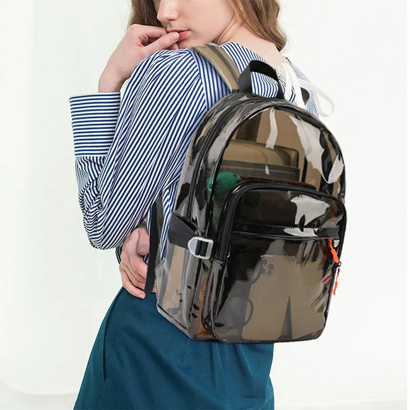 Zaino da donna TINYAT in PVC, leggero, impermeabile, trasparente, con molteplici tasche, ideale per laptop e sport all'aria aperta (modello 241107)._voghion.com