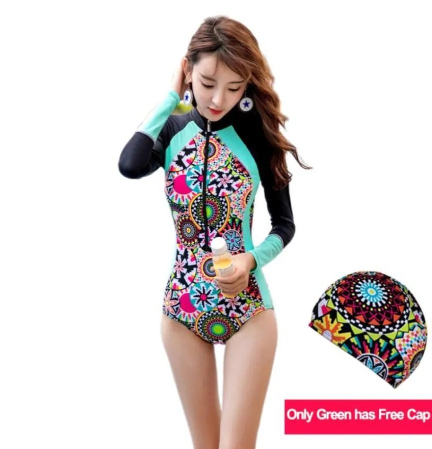 MXXXL Long Sleeve Swimwear for Women Front Zipper Swim One Piece Swimsuit Rash Guards Slim Bodysuit Plus Size Swimsuit Nylon Rash91001693