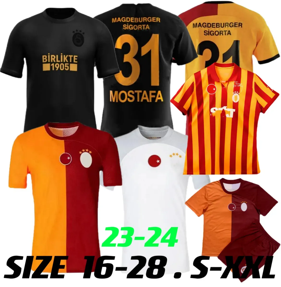 23 24 Galatasaray Mens Futbol Formaları Özel Baskı Michael Seri Falcao Ziyech Mostafa Belhanda Luyindama Feghouli Diagne Lemina Evde 3. Futbol Gömlekleri