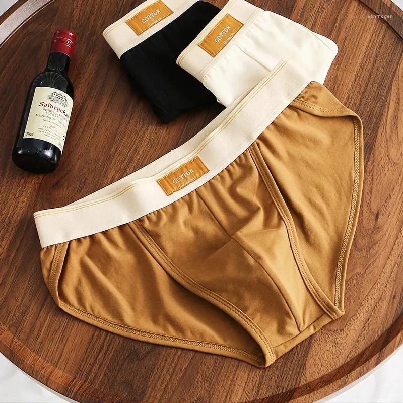 Underpants 3-piece Set Of Men's High Fork Underwear Simple And Trendy Cotton Triangle Pants Solid Color