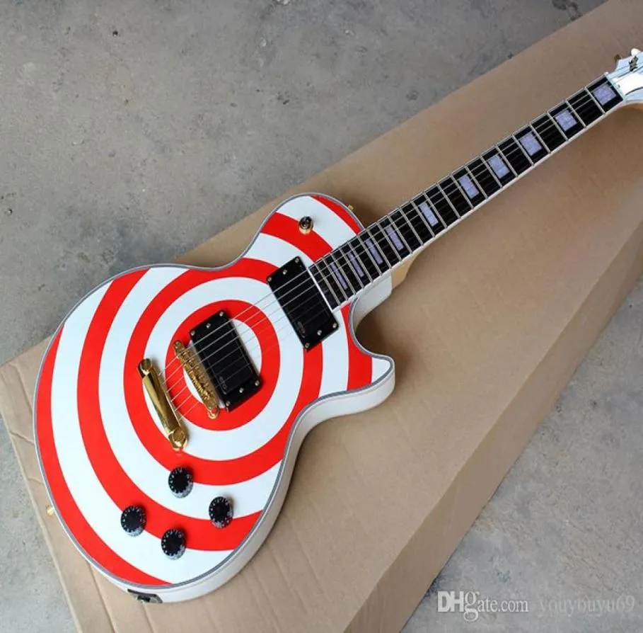 Corps de guitare électrique rouge et blanc 2 micros EMG Gold Hardware Mahogany Scales Custom Office6117334