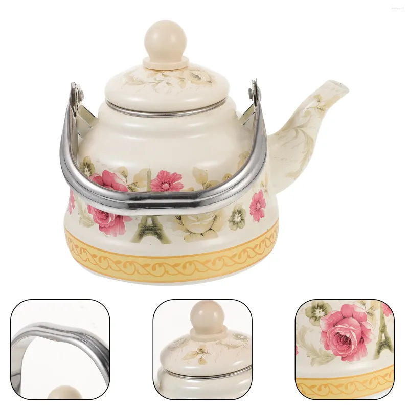 Dinnerware Sets Household Enamel Tea Pot Vintage Decorative Kettle Water Coffee