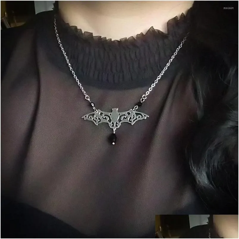 Colliers pendants Fashion Collier de chauve-souris gothique punk vintage pour femmes Animaux Chain de cou Halloween Collier Hip Hop Girls Jewelr Dhlvp