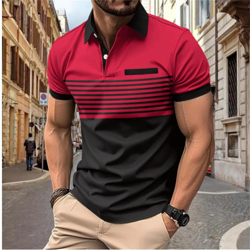 Summer New Men's high quality Polo shirt with lapel Short sleeve casual print Business Fashion European size Polo shirt S-3XL