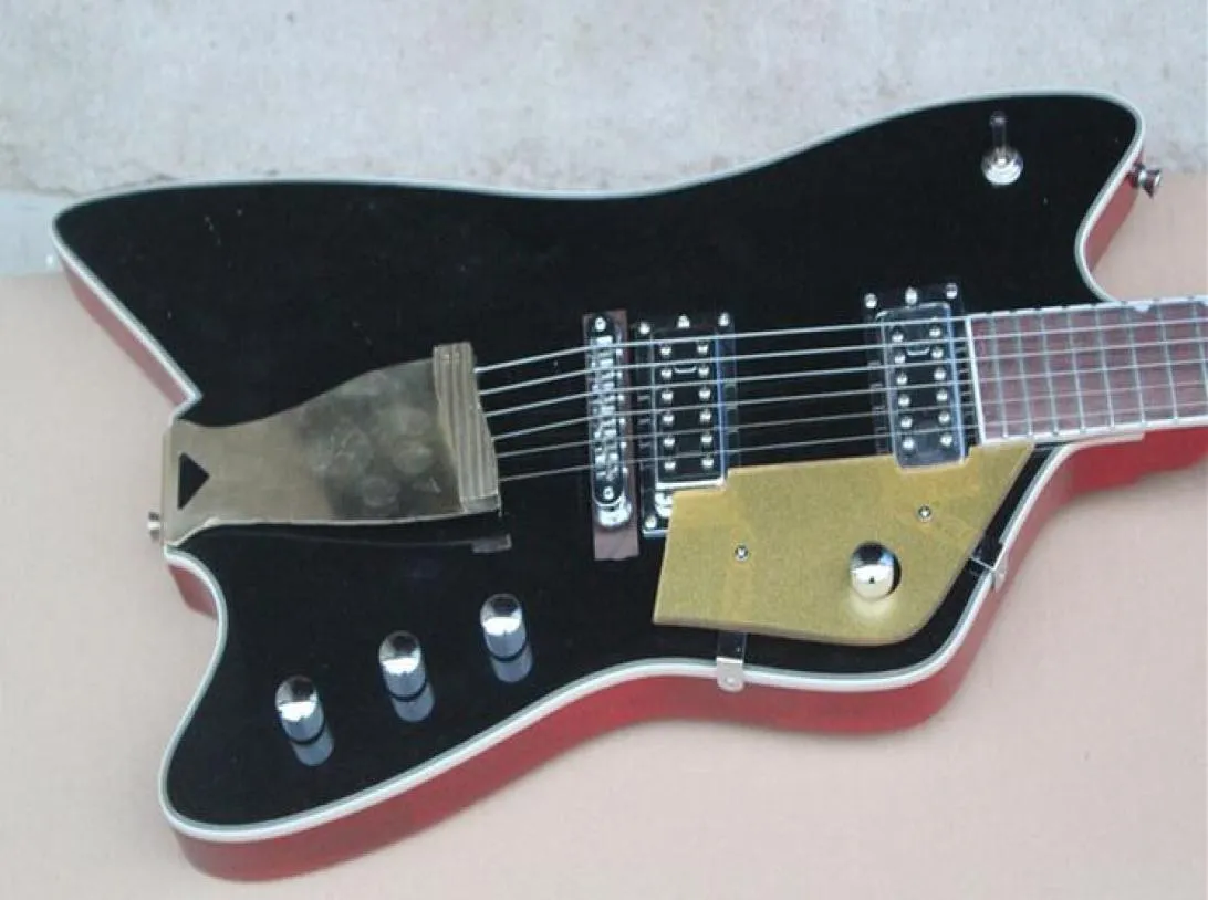 G6199 personnalisé Billybo Jupiter Thunderbird Black Top Guitar Guitare Red Mahogany Body Sparkle Gold Pickguard5261251