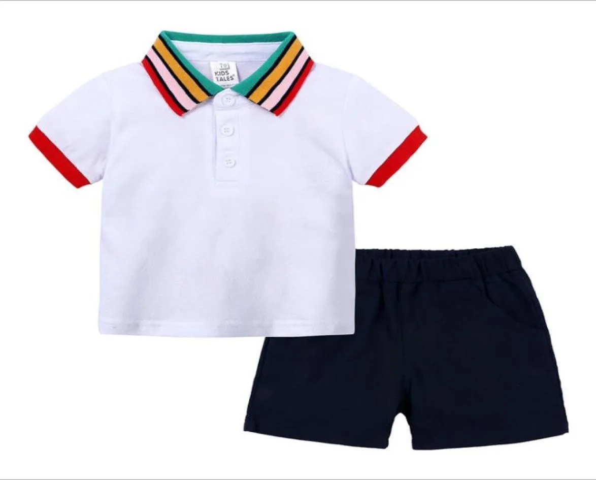 夏の男の子の服セット幼児ポロTシャツショーツ2PCSベイビートラックスーツボーイズキッド衣類2343637のスーツ