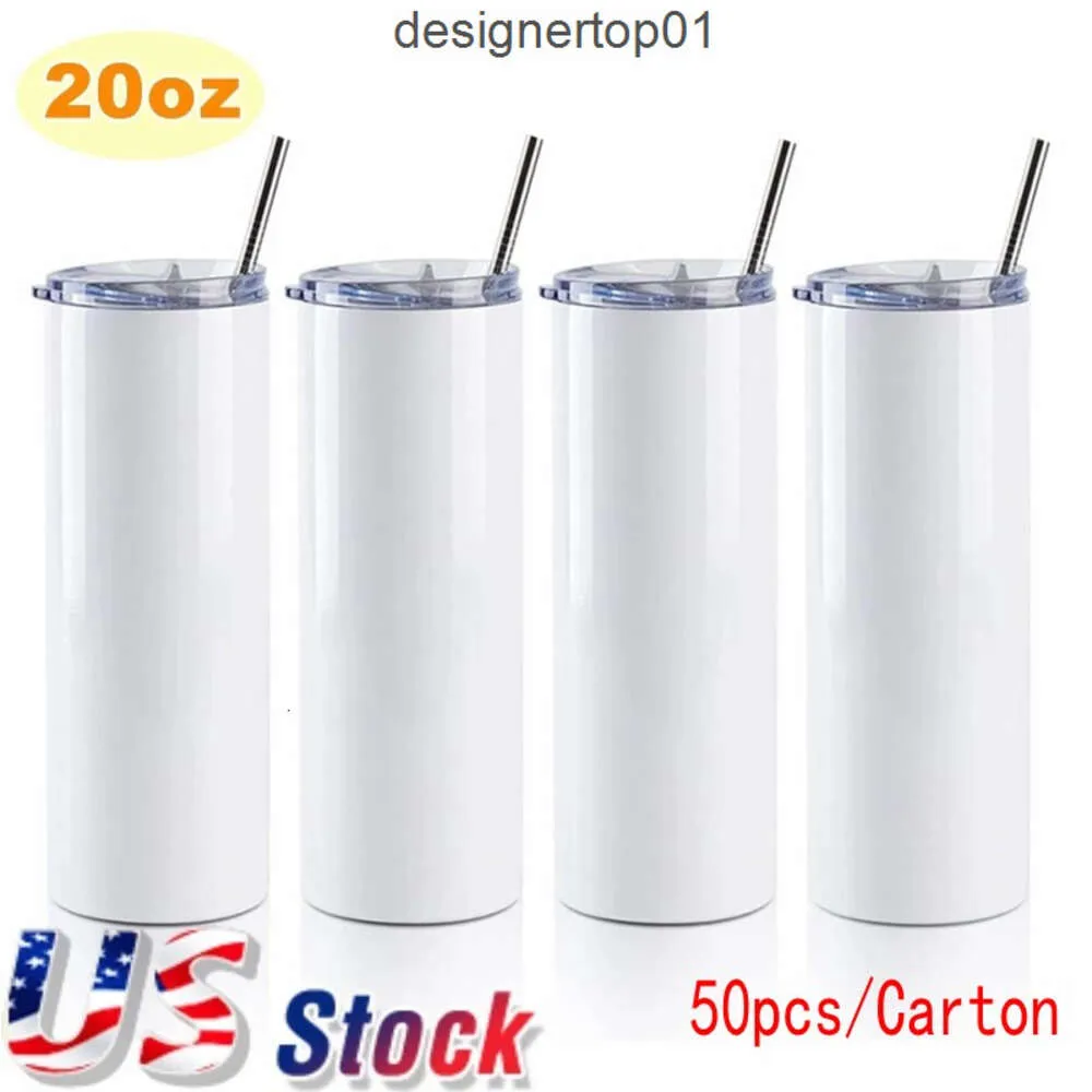 Stanleiness US Warehouse local 35 días 50pcscarton Sublimation Tumblers 20OZ 304 Tazas en blanco recto Tumbler con tapas y transferencia de calor de paja Taza B Y9JP