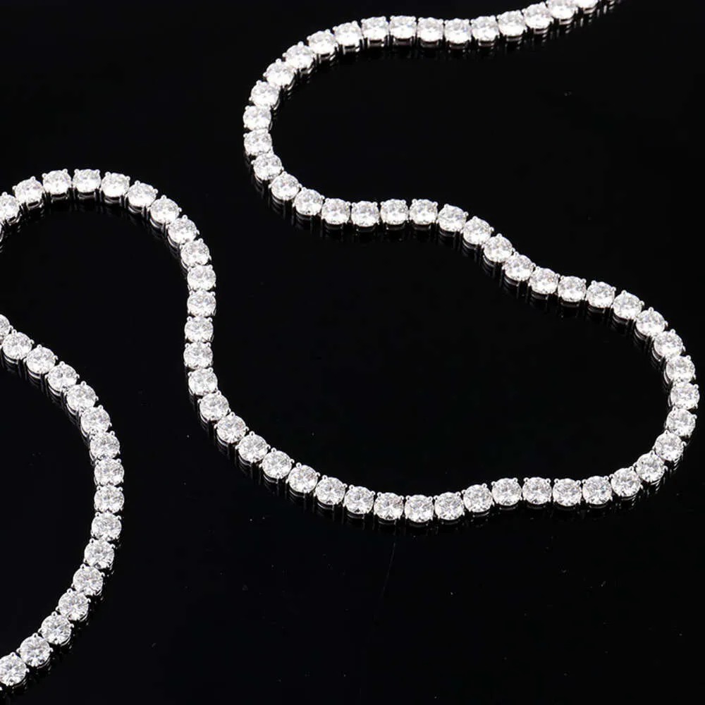 2022 Hot Sale Custom Chain 5Mm Round Moissanite Diamond Tennis Necklace Men's Party Jewelry 20 Inch