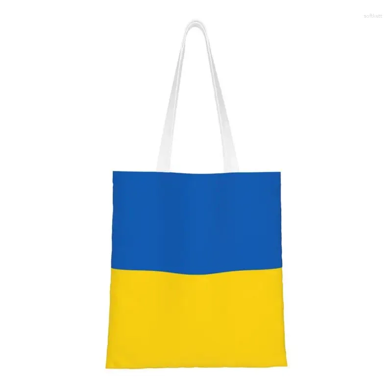 Bandiera delle borse per la spesa di generi alimentari ucraine tote donne in tela shopper spalla di grande capacità