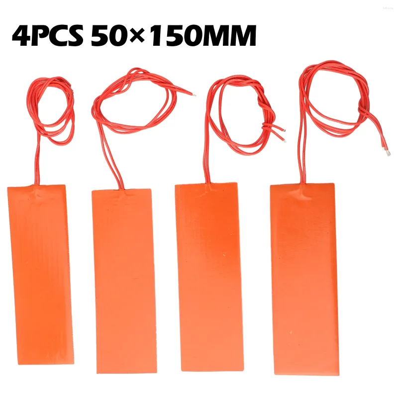 カーペット4PCS 50x150mmゴム加熱パッドマット産業植物用20W 12Vアンチフリーズ断熱材