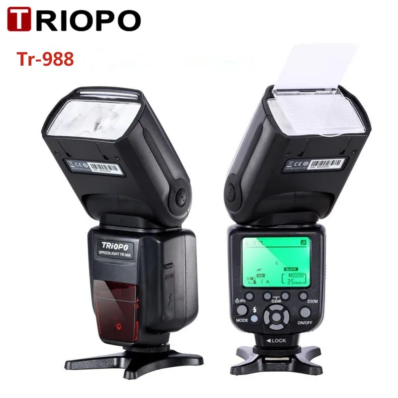 Väskor triopo TR988 Camer Flash TTL High Speed ​​Sync Speedlite Flash för Canon och Nikon 6D 60D 550D 600D D800 D700 Digital SLR -kamera