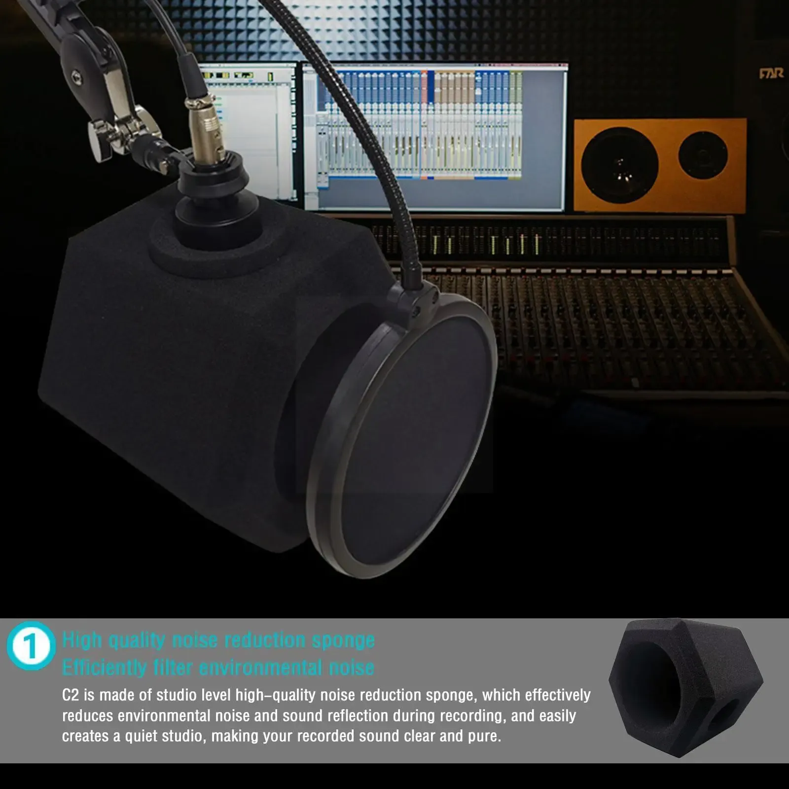 Accessoires Les éponges bruyantes de haute qualité filtrent efficacement l'enregistrement de vent de vent du microphone Portable Booth d'écran ambiant voca u6r0