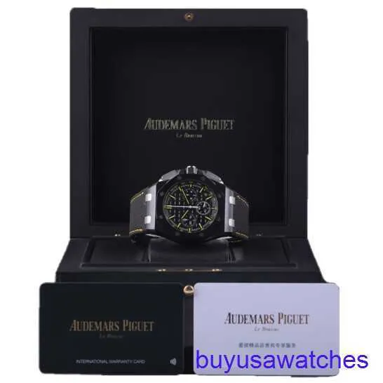 AP Sports Mundado Royal Oak Offshore Series 26420Ce Negro Black Needle Stripe Grabado Relojes mecánicos automáticos de relojes Mecán 43 mm Completo