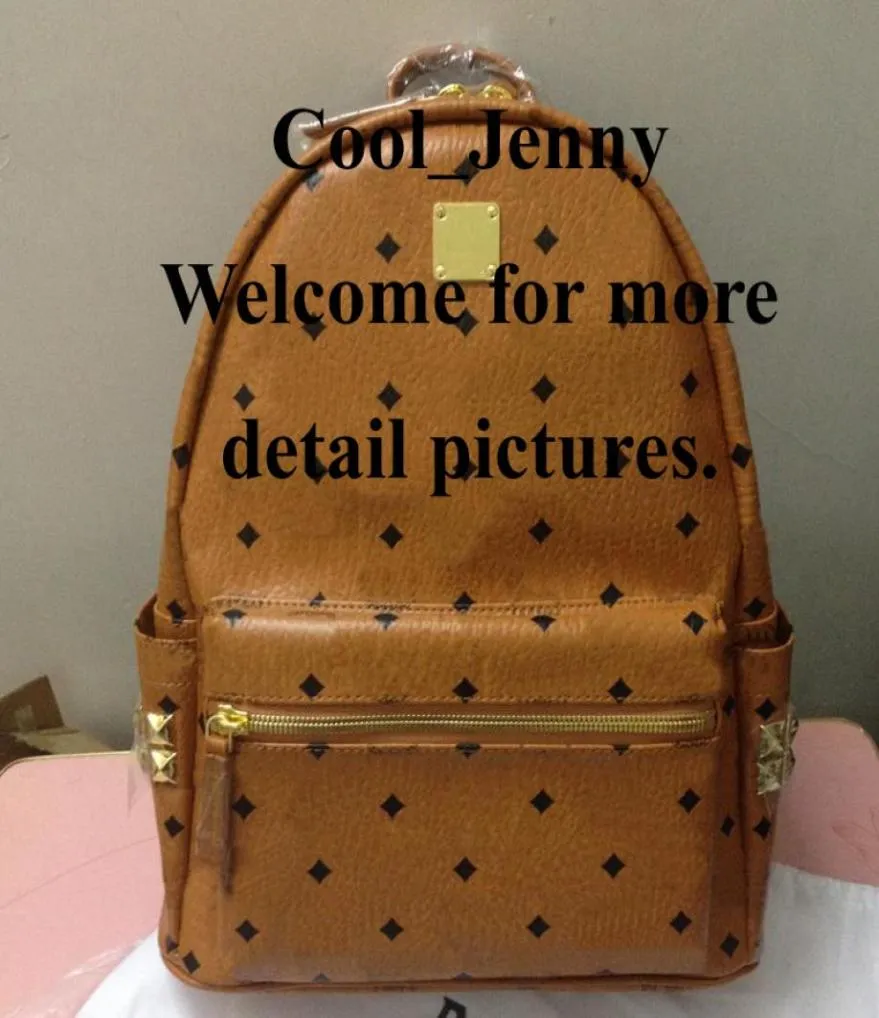 High quality Punk rivet men double shoulder backpack large capacity designer student school bookbag women daypack backbag3342357