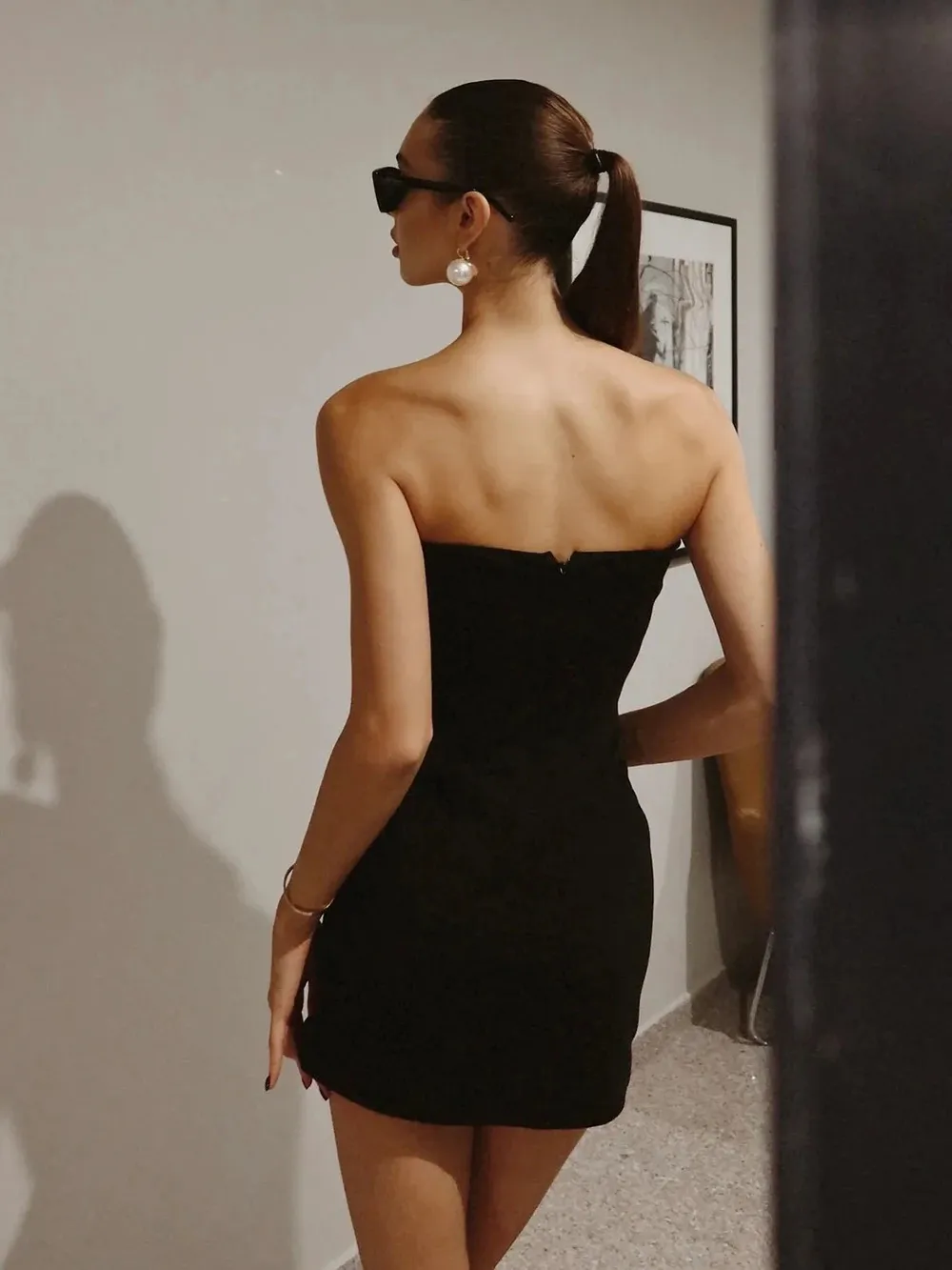 Black Strapless Backless Mini Dress